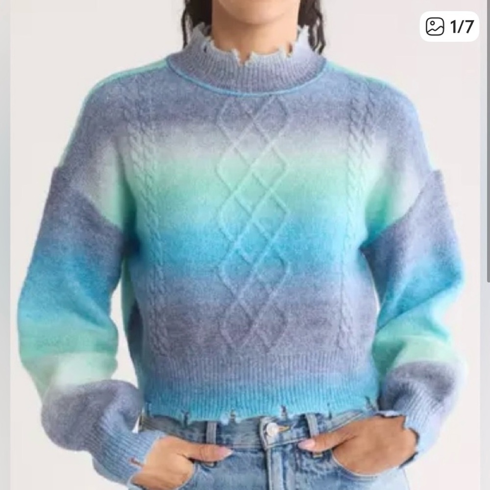 Space Dye Pullover In Blue Combo Women's Turtleneck Sweater